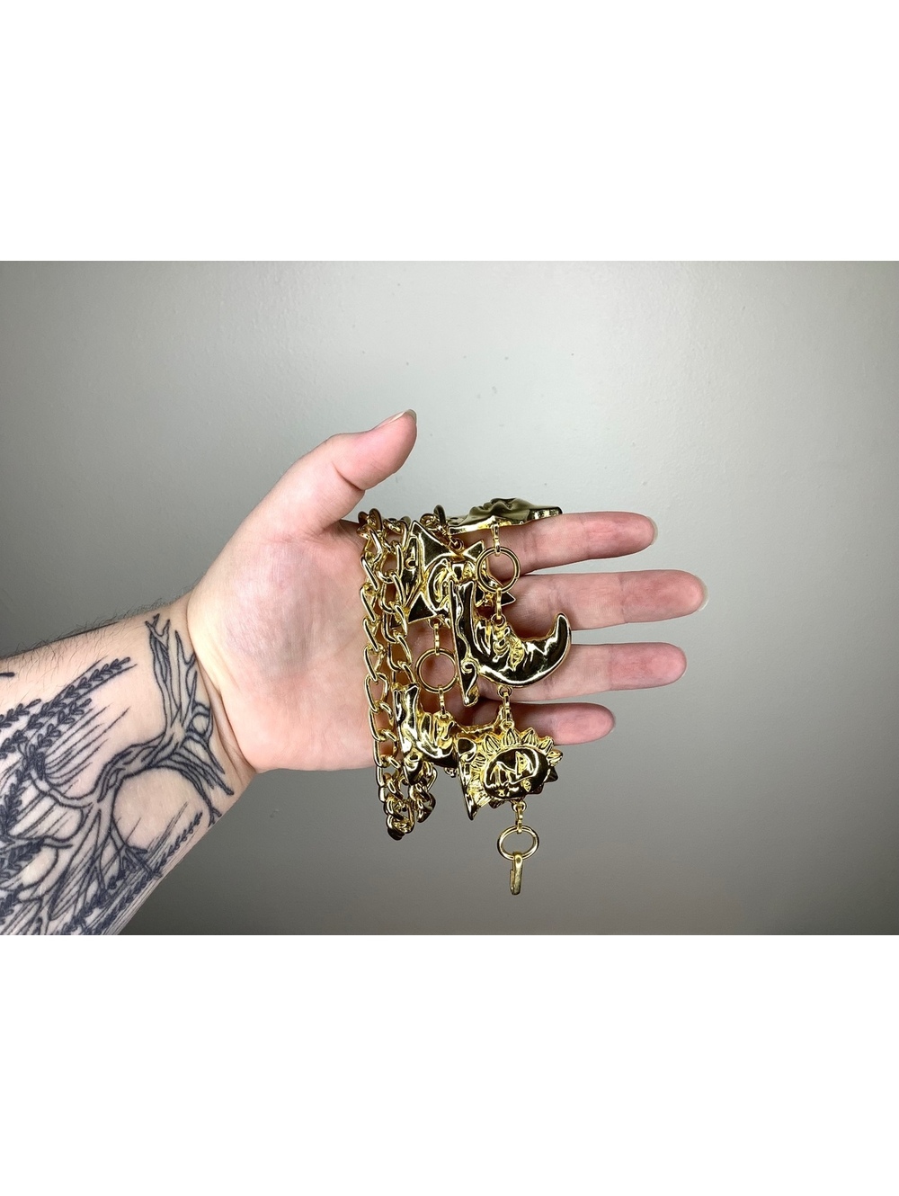 Gold-Tone Celestial Sun/Moon/Stars Adjustable Belt Fairy Whimsigoth